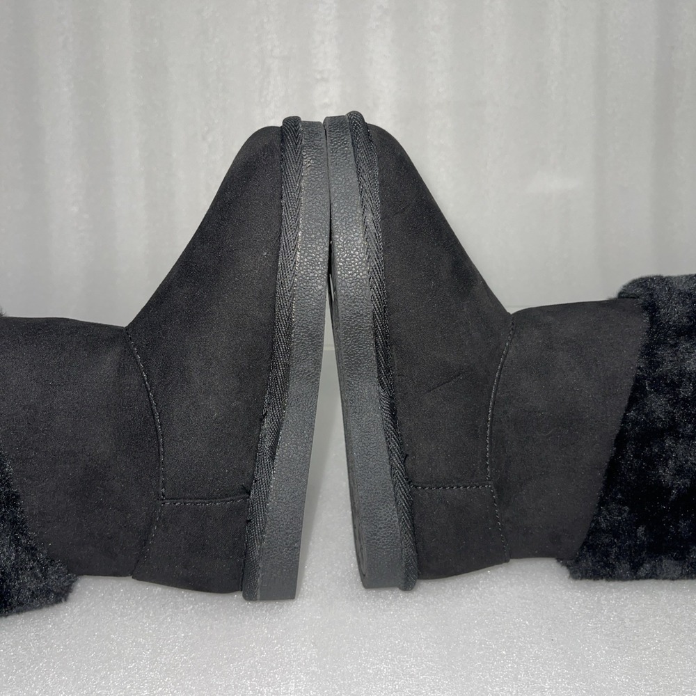 Thereabouts Willa Flat Heel Black Winter Boots Faux Fur Girls Size 12 NEW - Picture 14 of 16